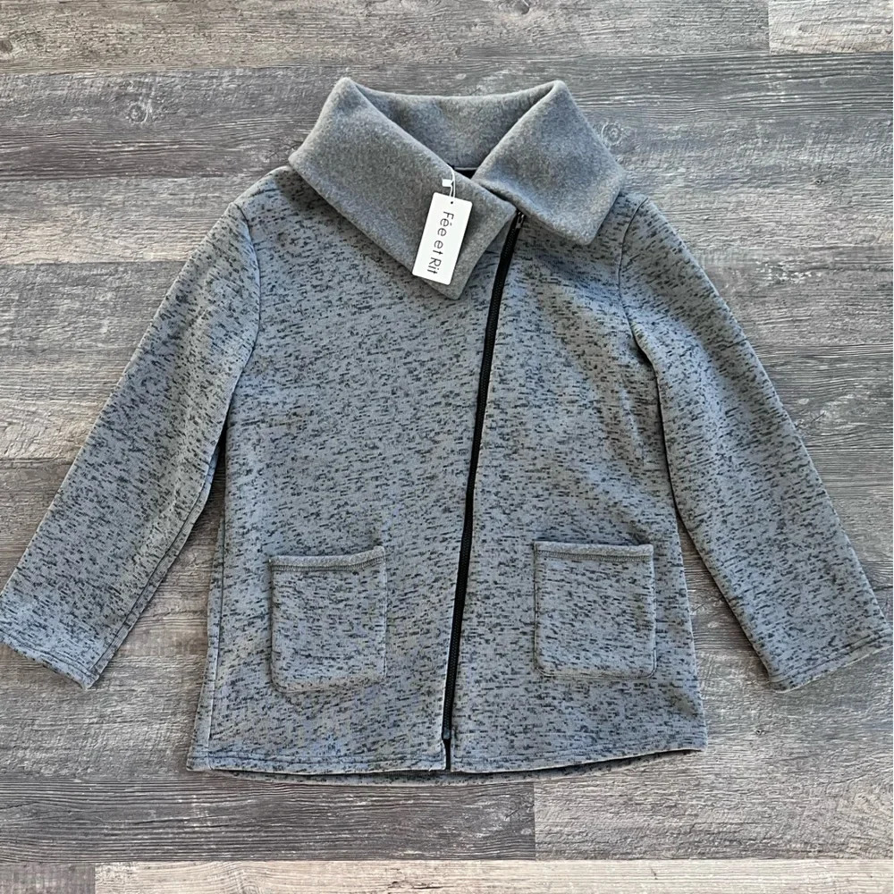 NWT Fee et Rit Asymmetrical Zip Sweater Jacket 12